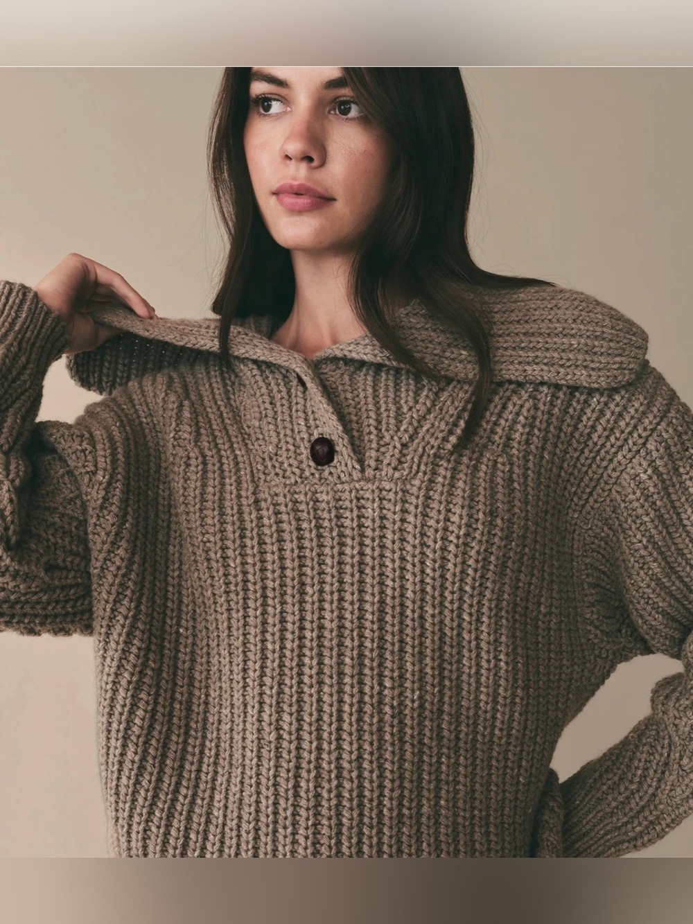 Doen • Ely Henley Cashmere Blend Sweater Tawny Birch S